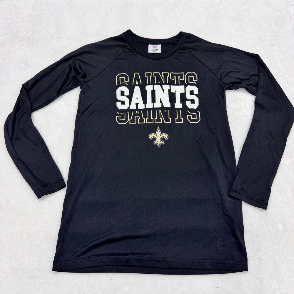 NFL Team Apparel New Orleans Saints Kids Youth Black Long Sleeve Graphic Shirt